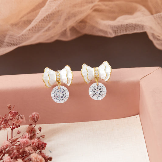 Elegant Wedding Earrings with Floral Charm