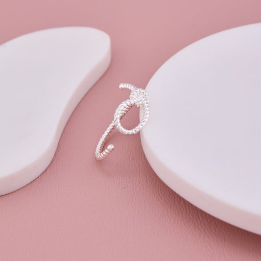 Silver Twisted Rope Knot Adjustable Ring