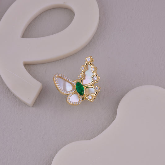 Green Gem Butterfly Brooch