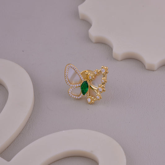 Green Gem Butterfly Brooch