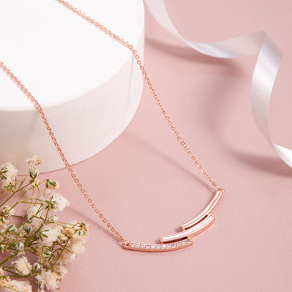 Minimalist Rose Gold Bar Pendant Necklace