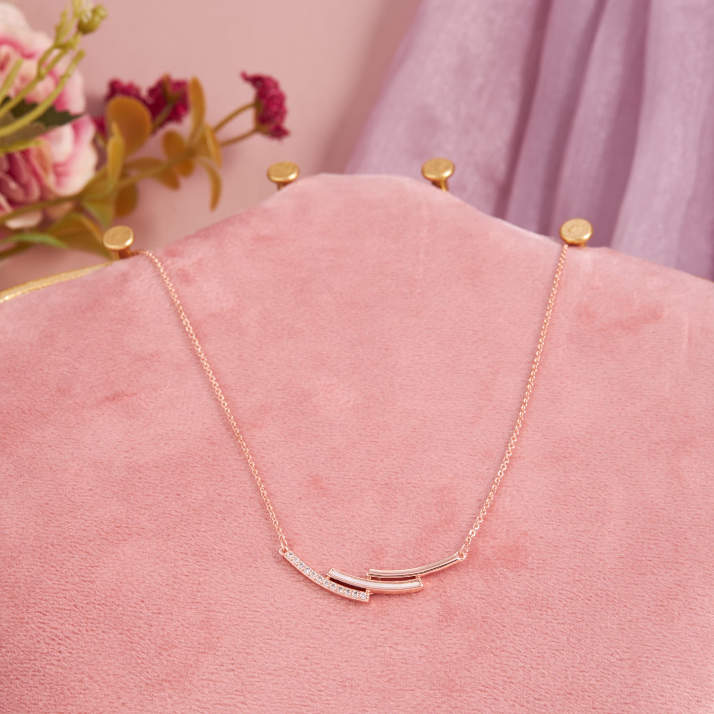 Minimalist Rose Gold Bar Pendant Necklace