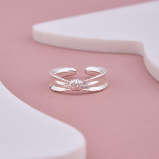 Silver Bow Knot Adjustable Ring