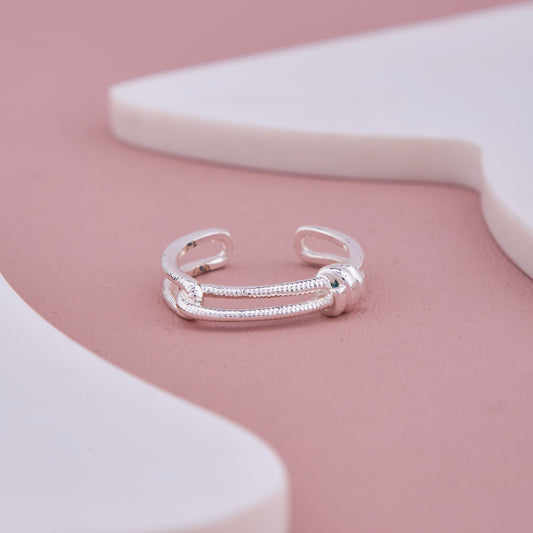 Silver Double Band Adjustable Ring