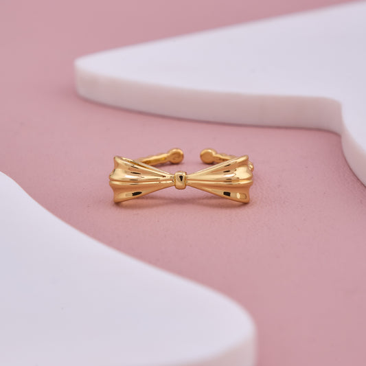 Gold Plated Bow Design Adjustable Ring