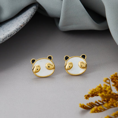 Gold Earrings with Unique Face Motif