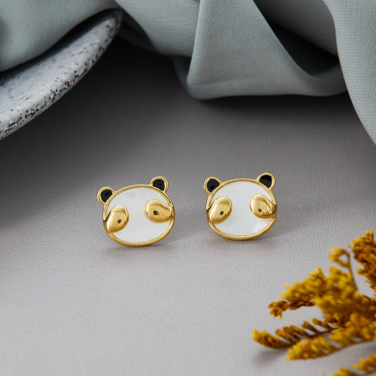 Gold Earrings with Unique Face Motif