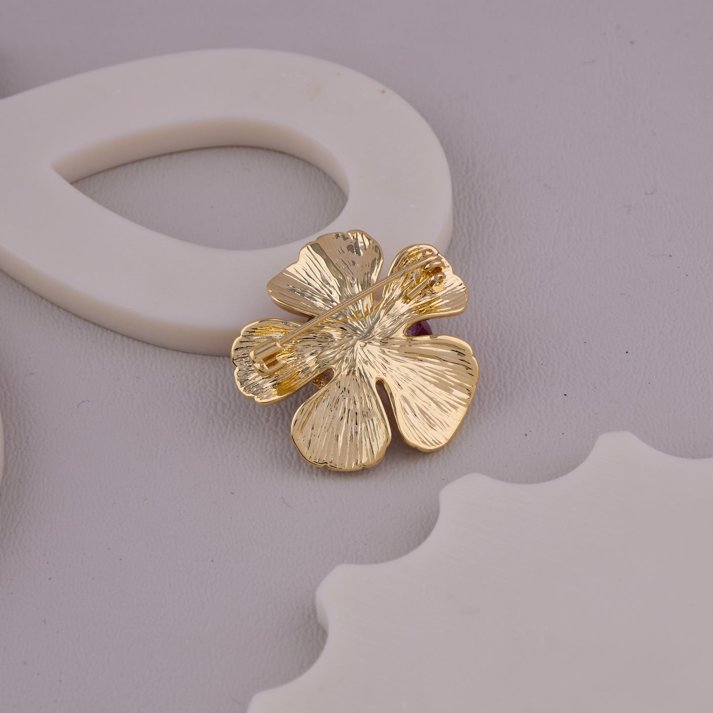 Pink Gem Pearl Flower Brooch