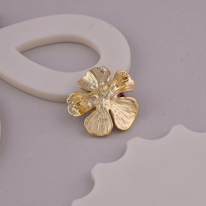 Pink Gem Pearl Flower Brooch