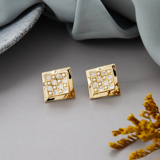 Elegant Gold Earrings with Diamond Accents