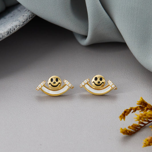 Gold Smiley Face Earrings Playful & Cheerful
