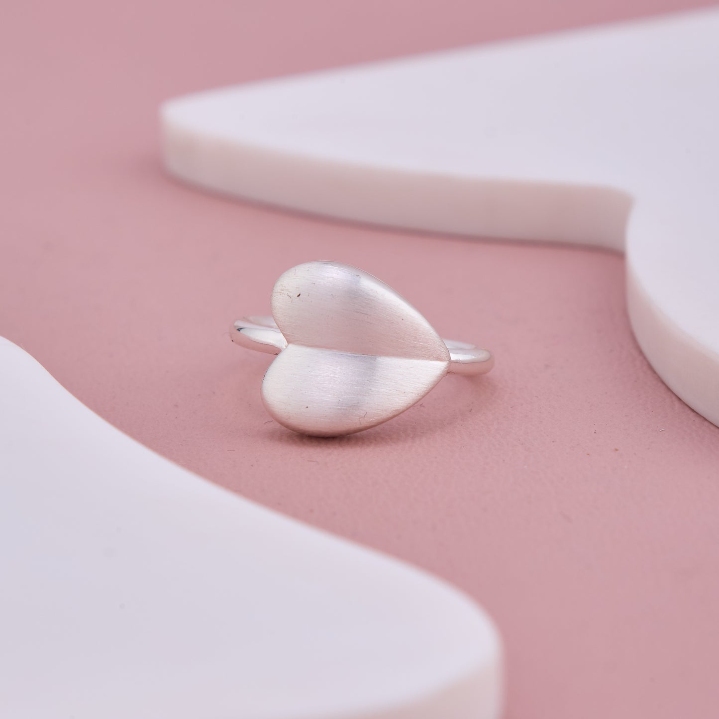 Silver Adjustable Ring with Minimalist Heart Design