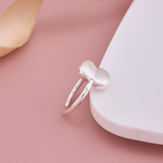 Silver Adjustable Ring with Minimalist Heart Design