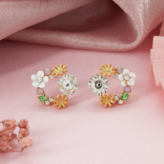 Floral Earrings with Gemstones Colorful & Artistic Jewelry