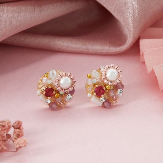 Handcrafted Floral Pearl Earrings Artistic & Elegant