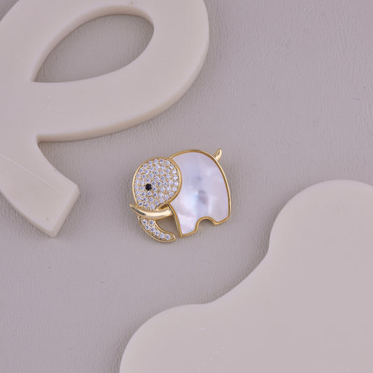 Crystal Elephant Brooch