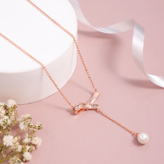 Rose Gold Floral Charm Pendant Necklace