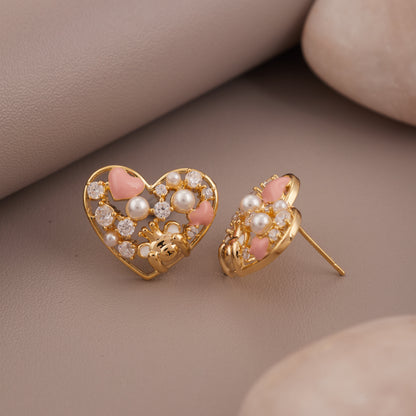 Royal Heart Pearl Studs