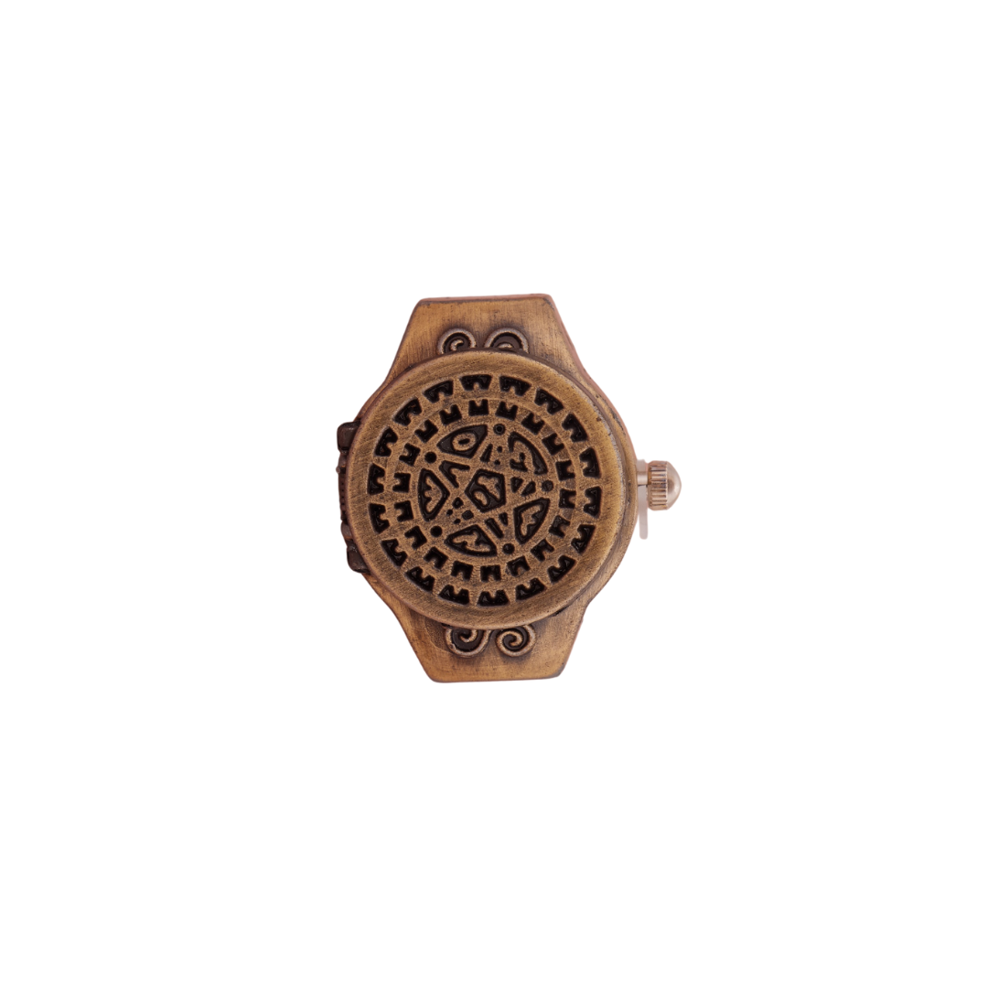 Buy Antique Bronze Heart & Star Motif Rotating Cover Ring Watch