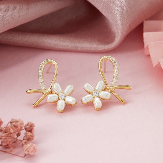 Floral & Pearl Elegant Earrings