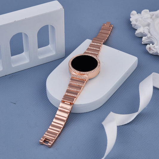 Rose Gold Plated Digital Watch with Crystal Bezel for Women and Girls