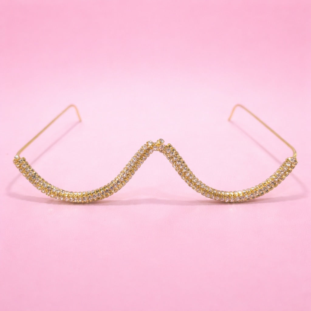 Curve Crystal Gold Plated Facelet for Girls and Women
