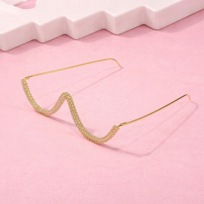 Curve Crystal Gold Plated Facelet for Girls and Women