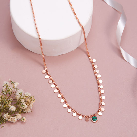Rose Gold Plated Disc Charm Necklace by GC Premium Jewellery