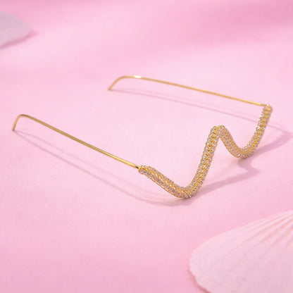 Curve Crystal Gold Plated Facelet for Girls and Women