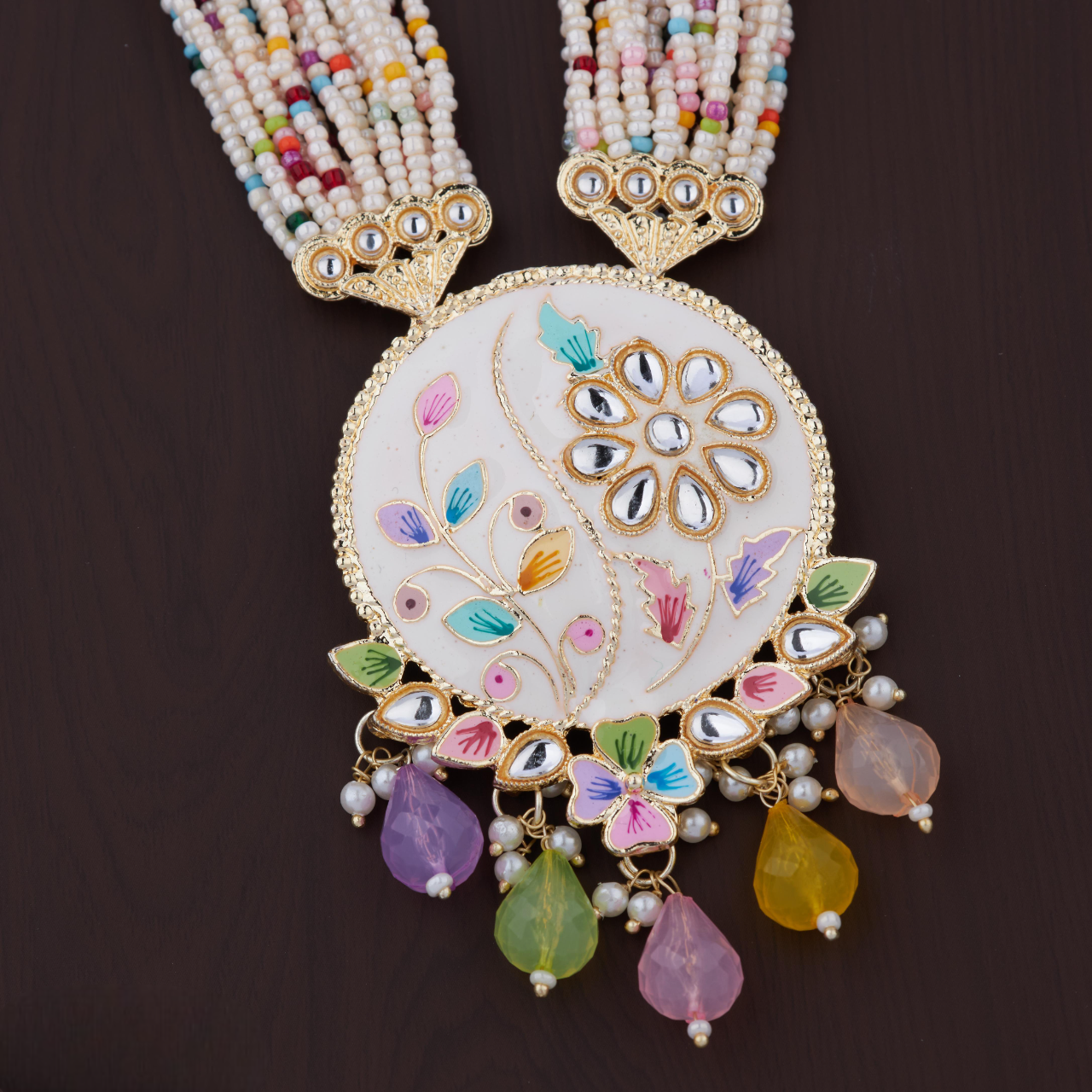 Multicolor Beaded Meenakari Necklace Set