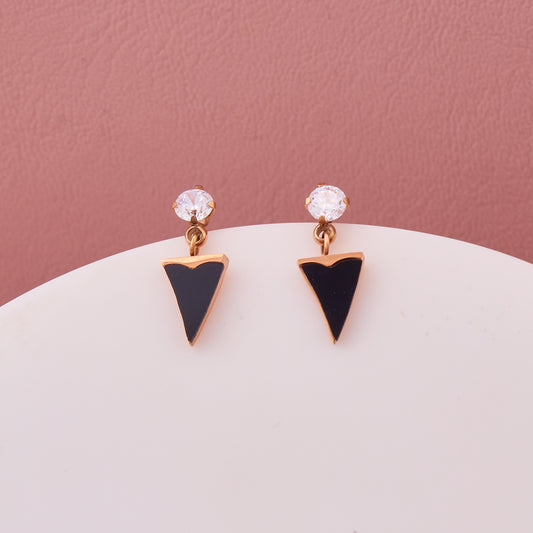 Black Triangle Drop Earrings