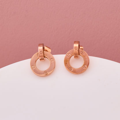 Rose Gold Circle Drop Earrings