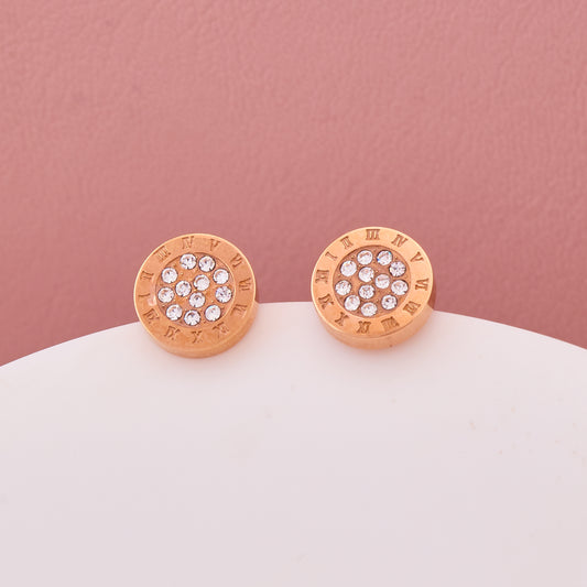 Roman Numeral Crystal Cluster Stud Earrings