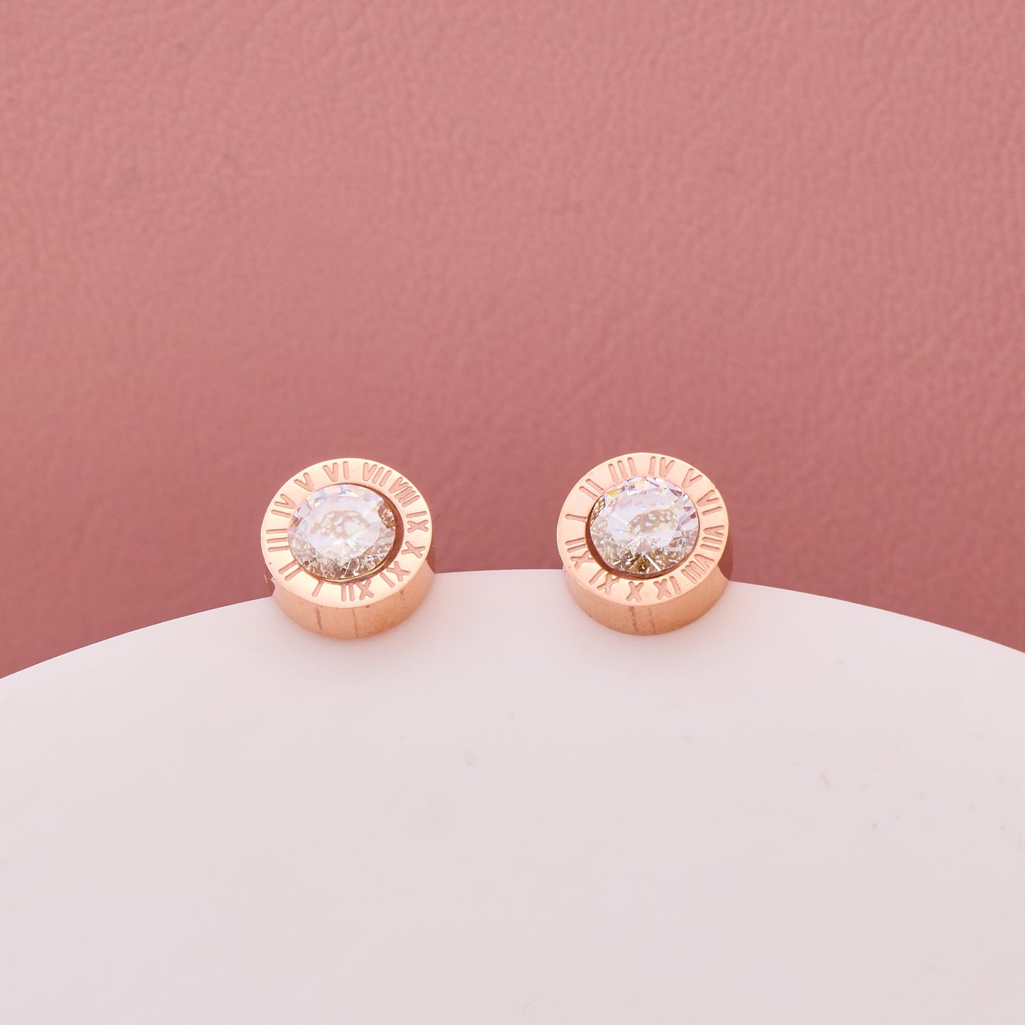 Roman Numeral Crystal Stud Earrings