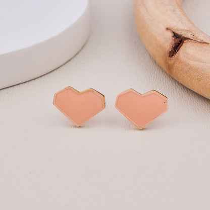 Geometric Heart Stud Earrings