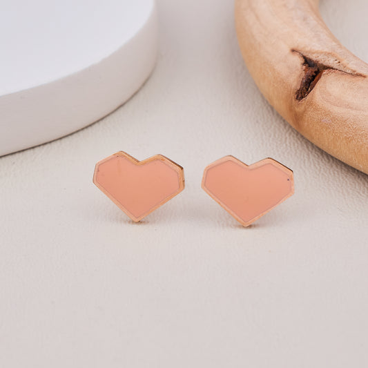 Geometric Heart Stud Earrings