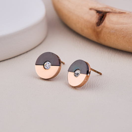 Rose Gold Dual Tone Stud Earrings