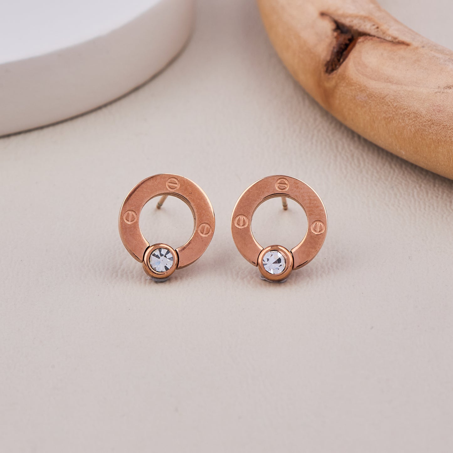 Crystal Circle Stud Earrings