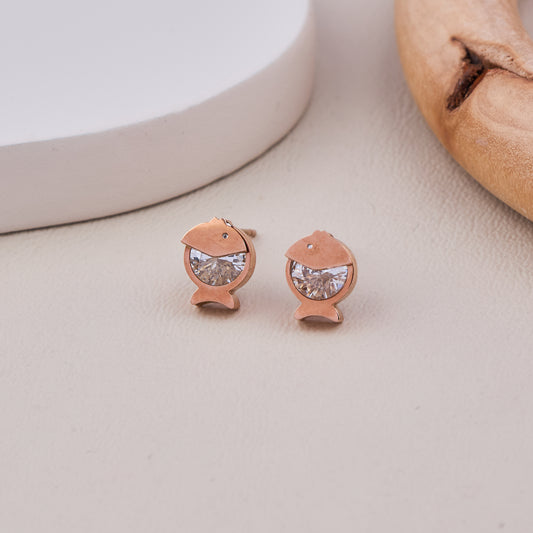 Crystal Fish Stud Earrings
