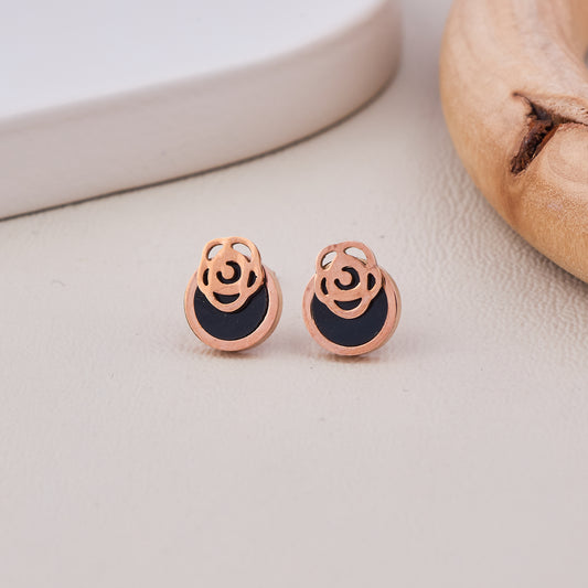 Rose Gold Floral Cutout Stud Earrings