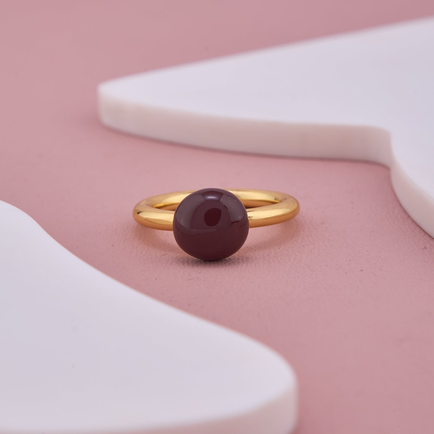 Gold Ring with Bold Maroon Stone