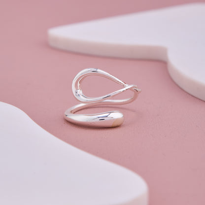 Silver Abstract Loop Ring