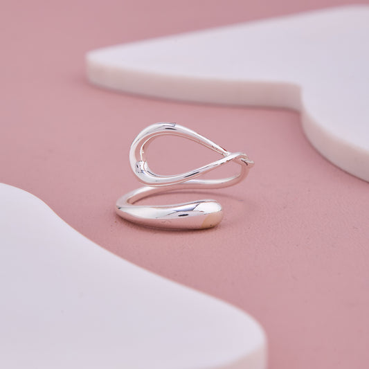 Silver Abstract Loop Ring