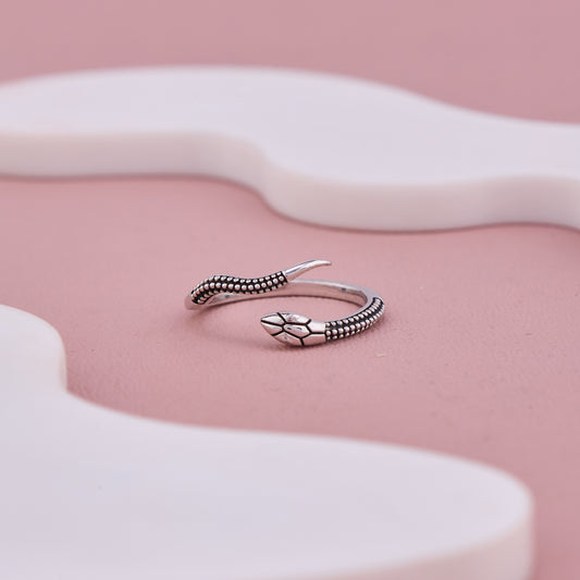 Antique Silver Snake Adjustable Ring