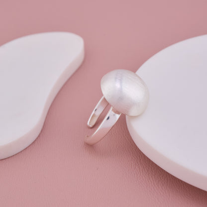 Silver Dome Pearl Ring