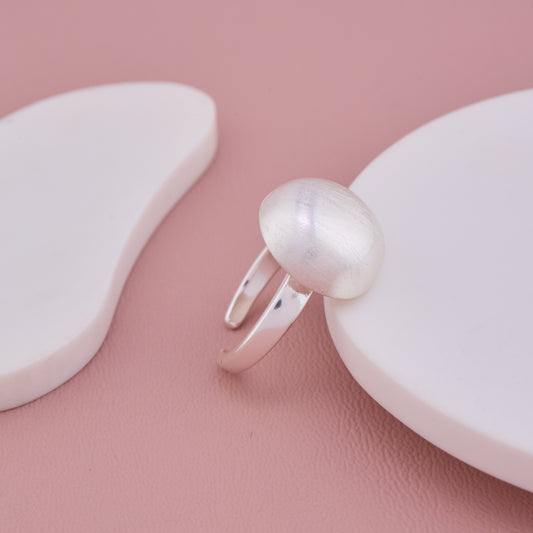 Silver Dome Pearl Ring