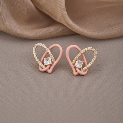 Heart Shape Pink Sophisticated Diamond Earrings