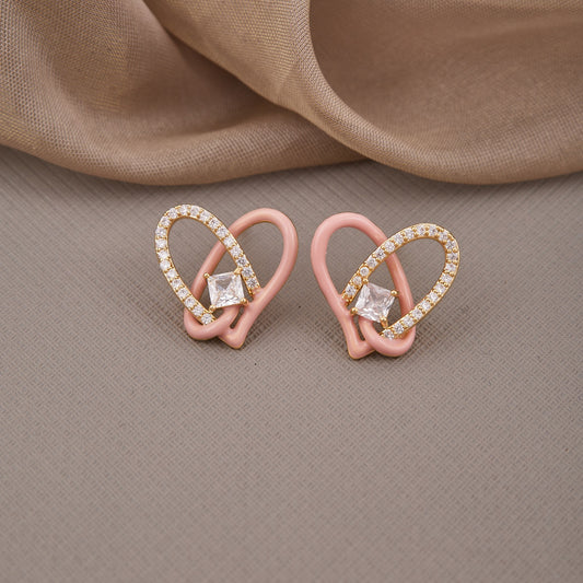 Heart Shape Pink Sophisticated Diamond Earrings