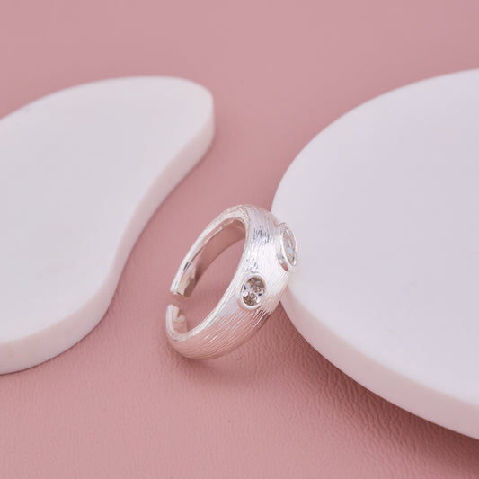 Textured Silver Crystal Ring