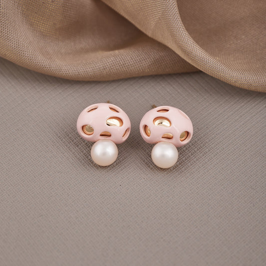 Pink Classic Pearl Earrings